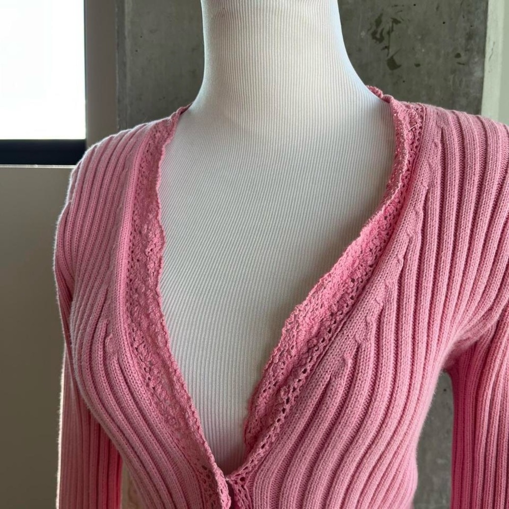 Pink Ribbed Women's Sweater - Picture 3 of 6